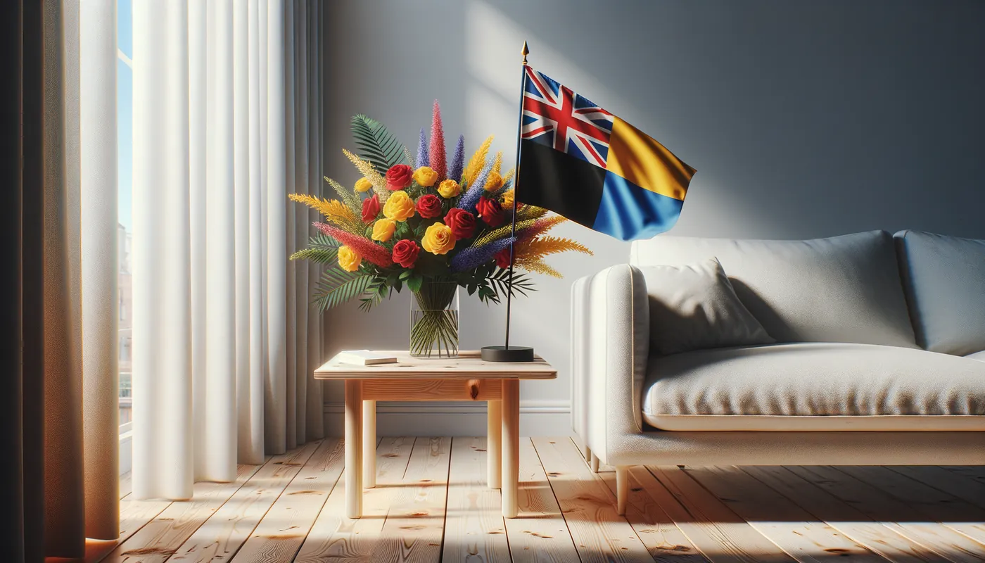 Skicka blommor till Anguilla - blombukett inspirerad av Anguillas flaggfärger