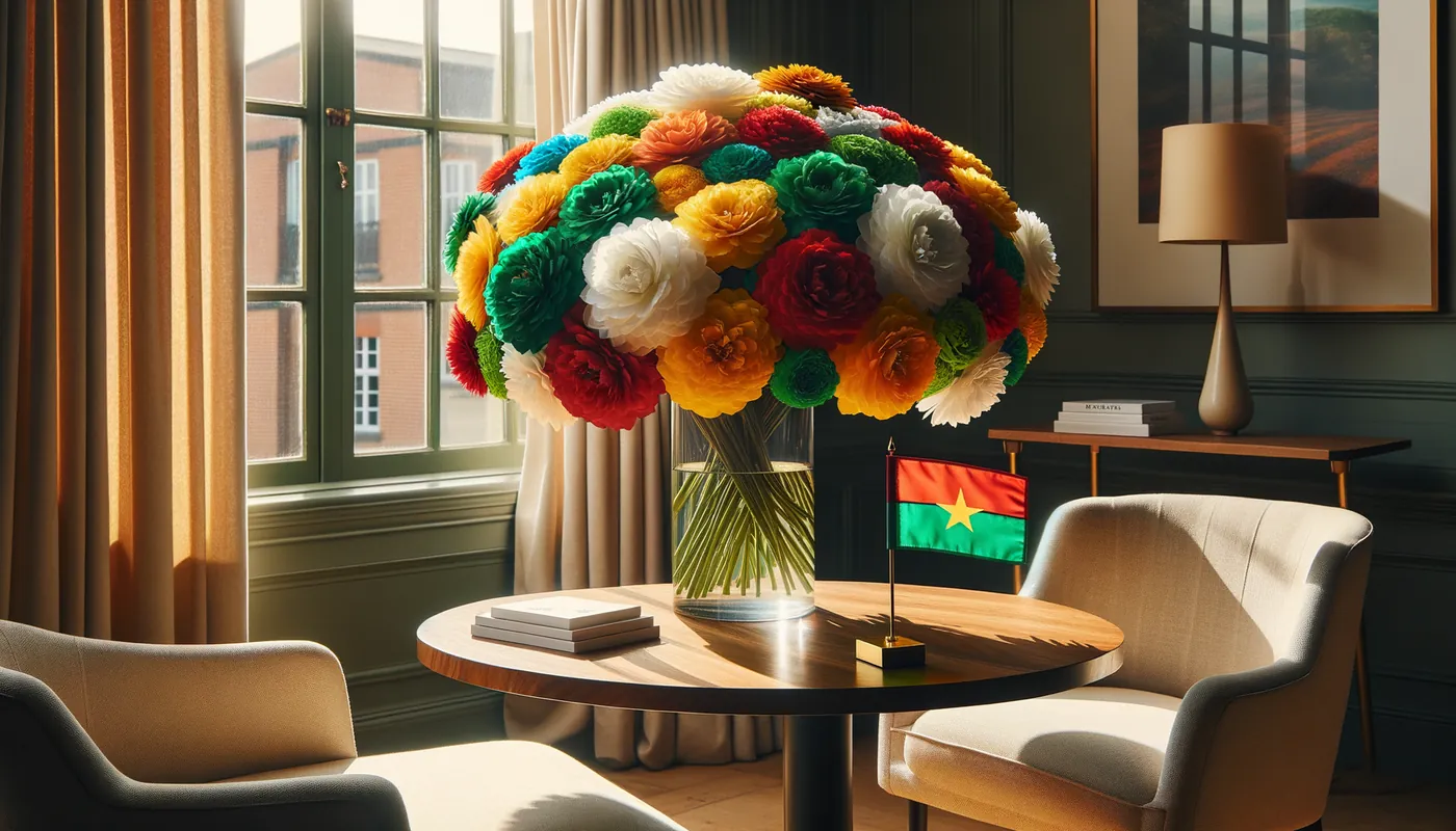 Skicka blommor till Burkina Faso - blombukett inspirerad av Burkina Fasos flaggfärger