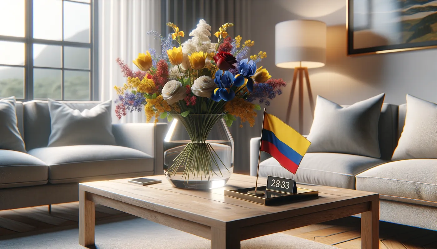 Skicka blommor till Colombia - blombukett inspirerad av Colombias flaggfärger