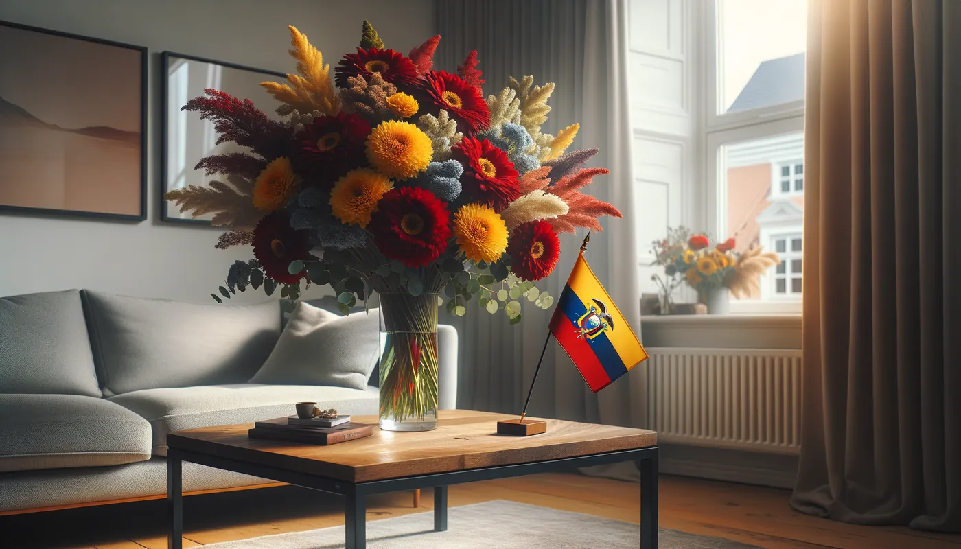 Skicka blommor till Ecuador - blombukett inspirerad av Ecuadors flaggfärger