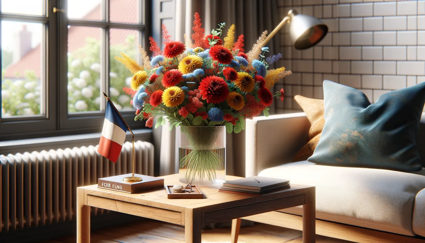 Skicka blommor till Frankrike - blombukett inspirerad av Frankrikes flaggfärger