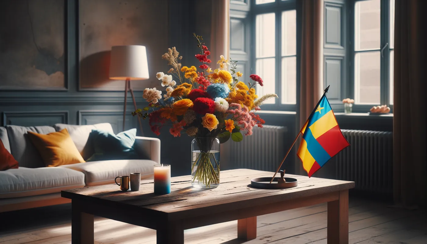 Skicka blommor till Guadeloupe - blombukett inspirerad av Guadeloupes flaggfärger