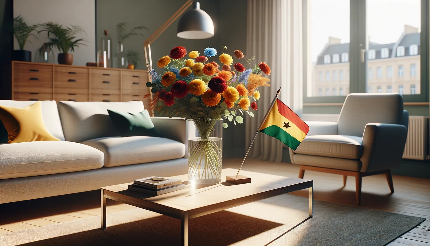 Skicka blommor till Guinea - blombukett inspirerad av Guineas flaggfärger