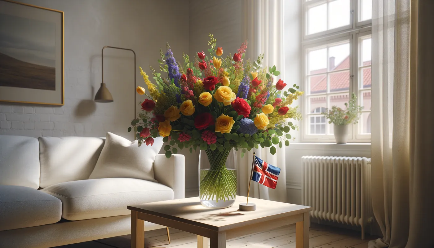Skicka blommor till Kanada - blombukett inspirerad av Kanadas flaggfärger