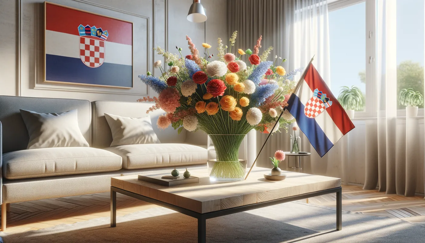 Skicka blommor till Kroatien - blombukett inspirerad av Kroatiens flaggfärger