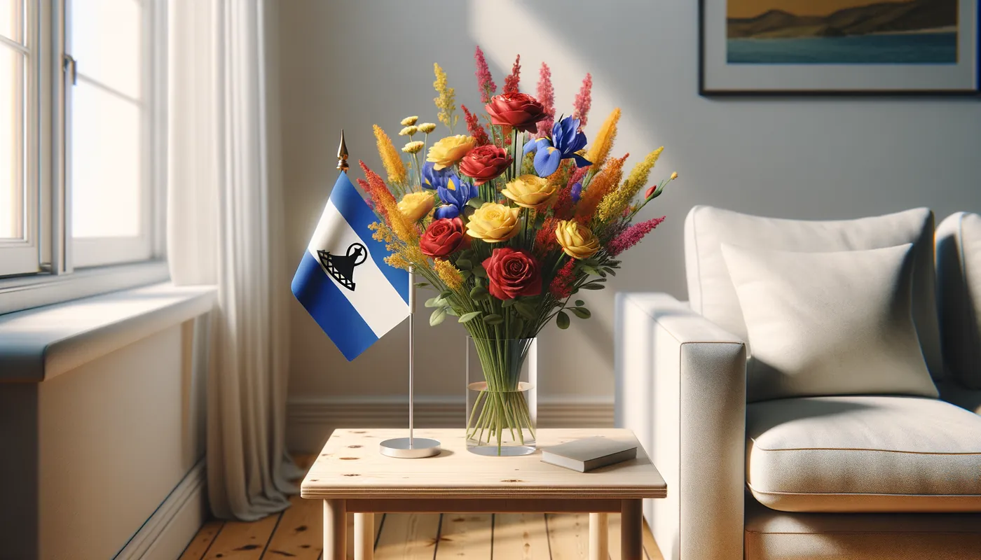 Skicka blommor till Lesotho - blombukett inspirerad av Lesothos flaggfärger