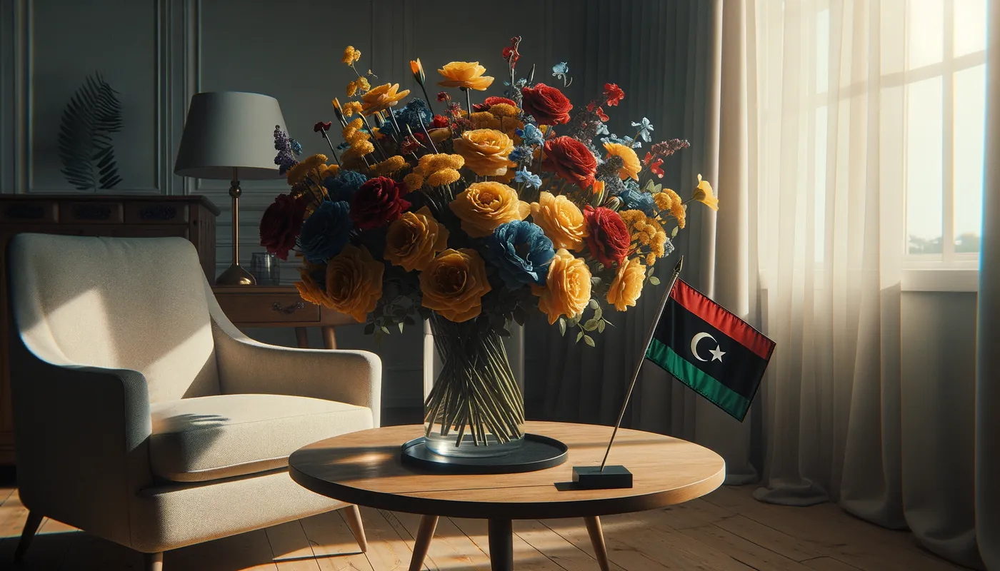 Skicka blommor till Libyen - blombukett inspirerad av Libyens flaggfärger