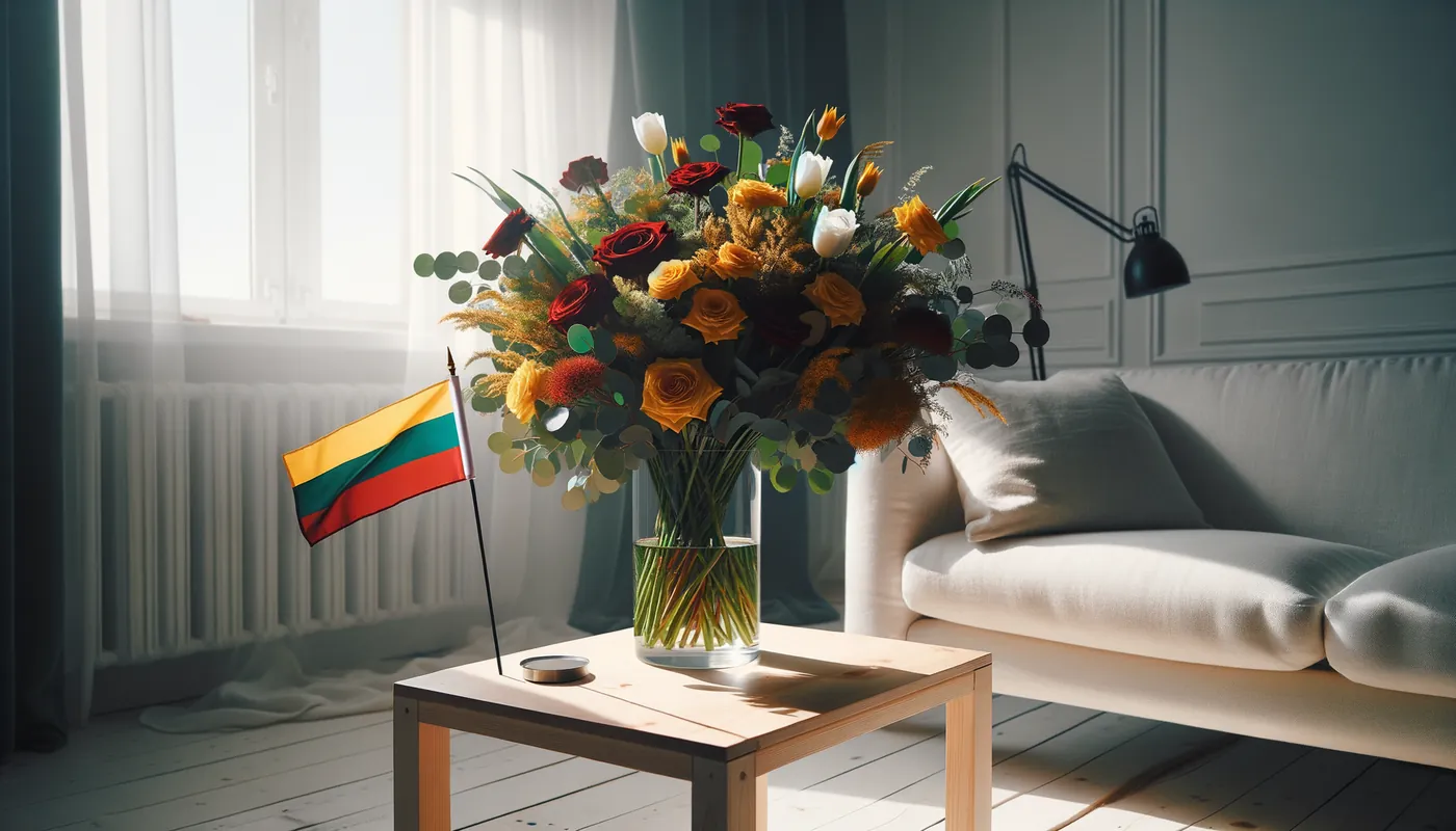 Skicka blommor till Litauen - blombukett inspirerad av Litauens flaggfärger