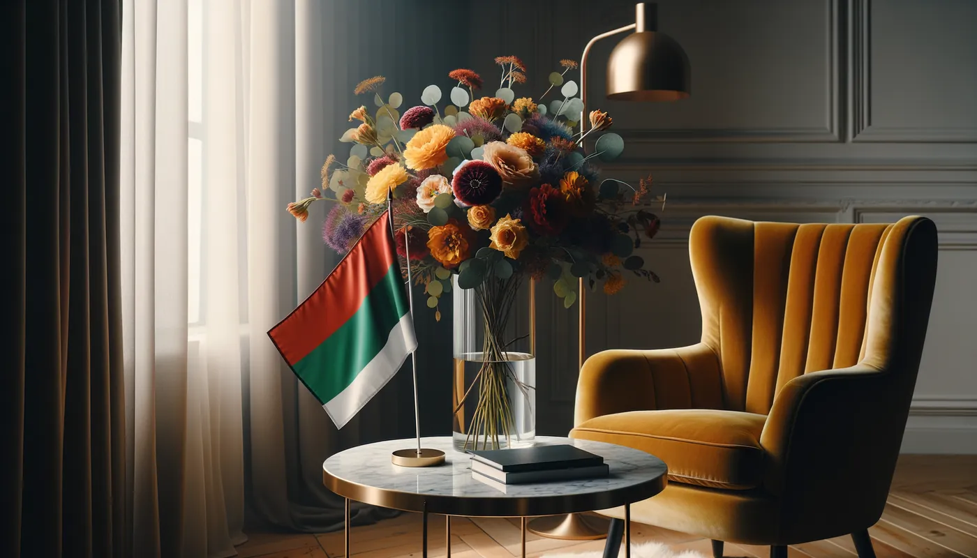 Skicka blommor till Madagaskar - blombukett inspirerad av Madagaskars flaggfärger