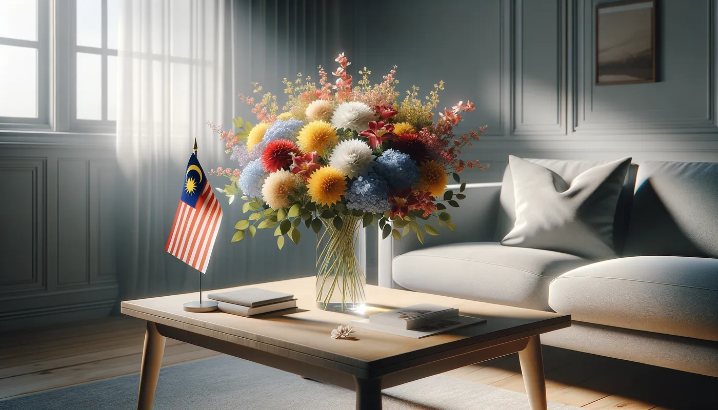 Skicka blommor till Malaysia - blombukett inspirerad av Malaysias flaggfärger