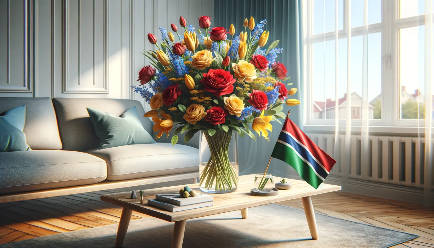 Skicka blommor till Namibia - blombukett inspirerad av Namibias flaggfärger