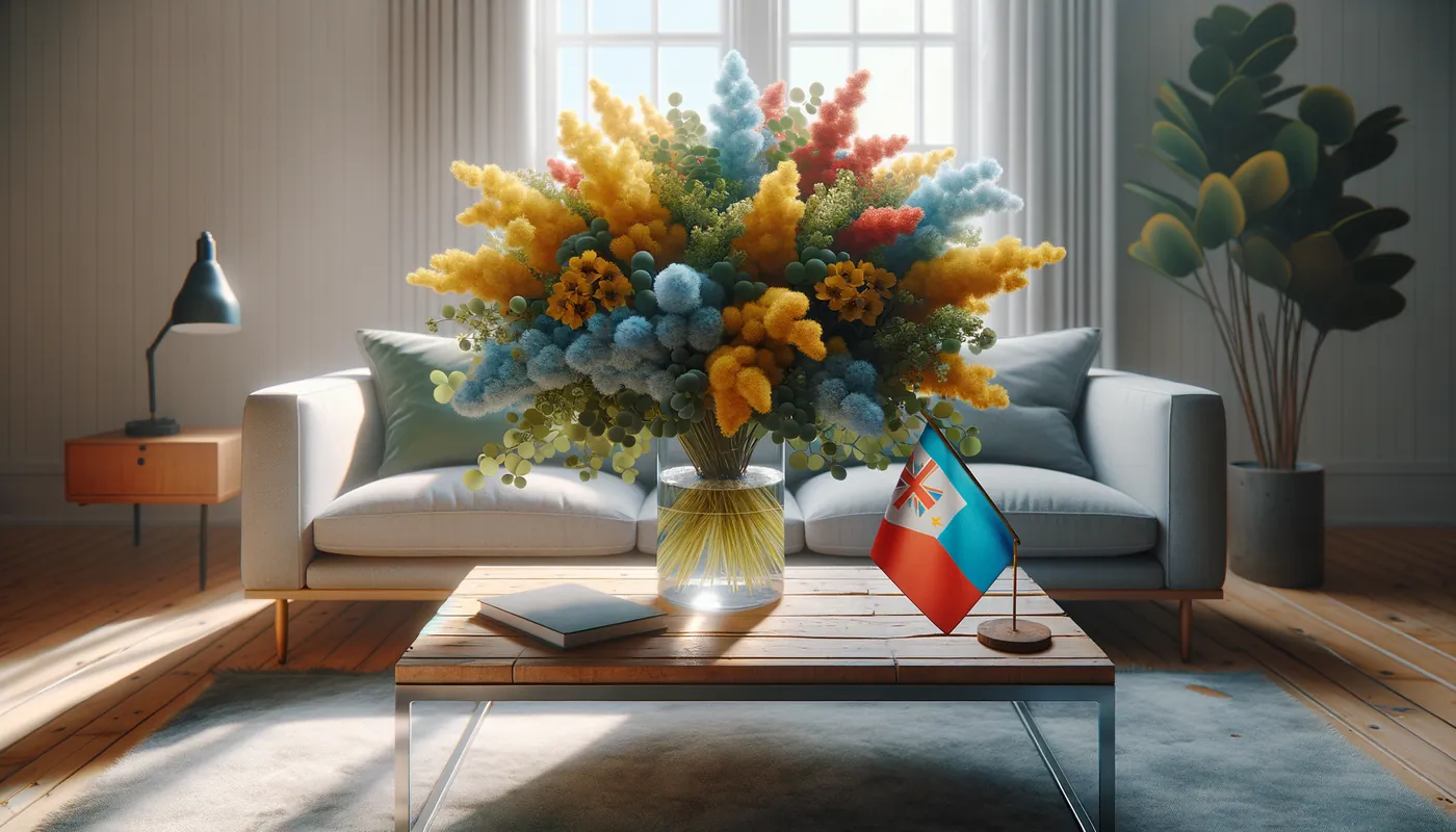 Skicka blommor till Palau - blombukett inspirerad av Palaus flaggfärger