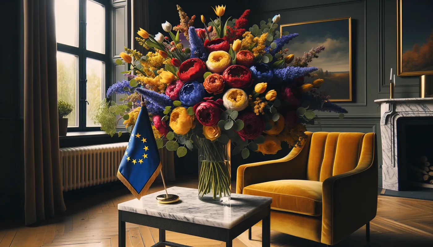 Skicka blommor till Réunion - blombukett inspirerad av Réunions flaggfärger