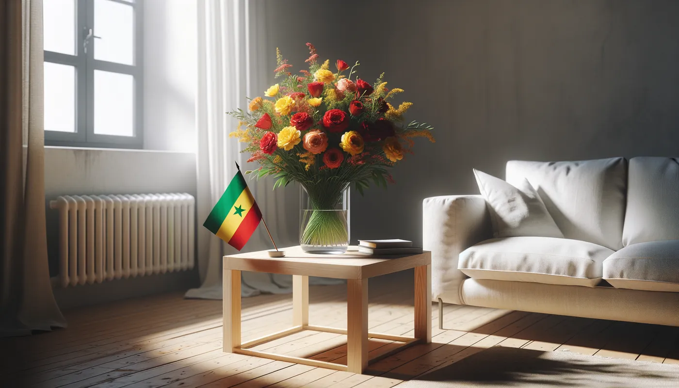 Skicka blommor till Senegal - blombukett inspirerad av Senegals flaggfärger