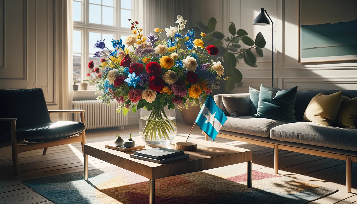 Skicka blommor till Somalia - blombukett inspirerad av Somalias flaggfärger