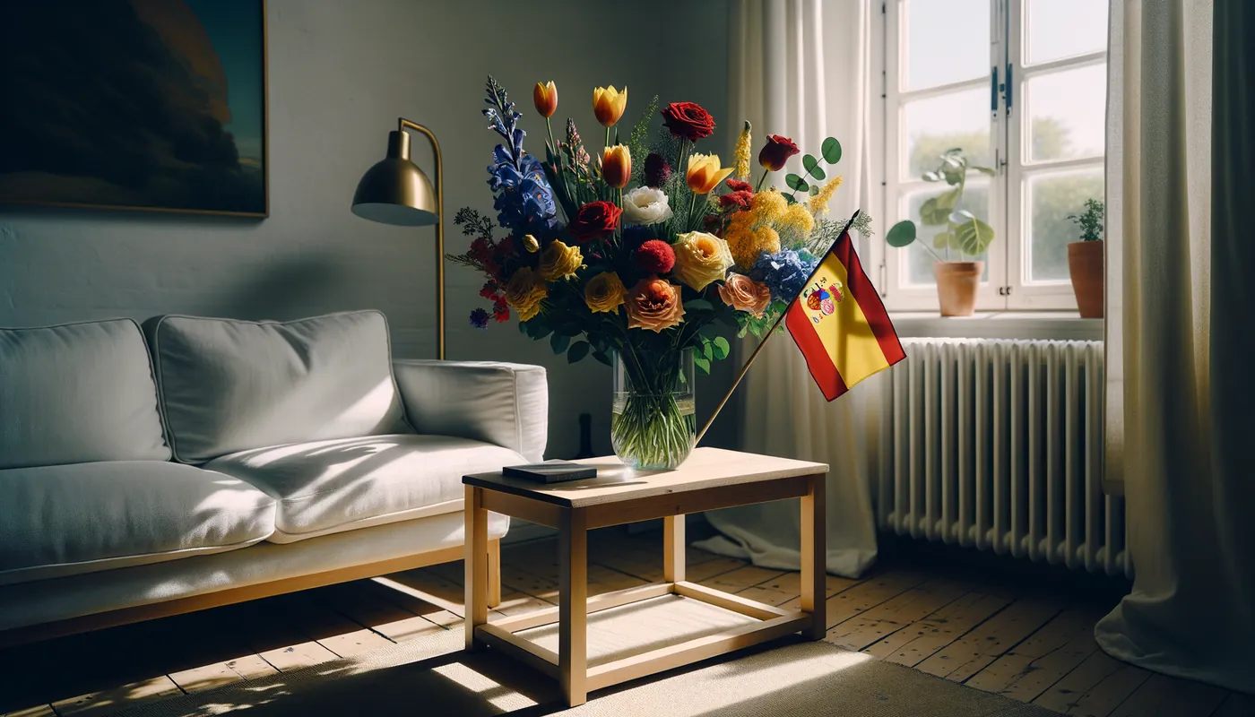 Skicka blommor till Spanien - blombukett inspirerad av Spaniens flaggfärger