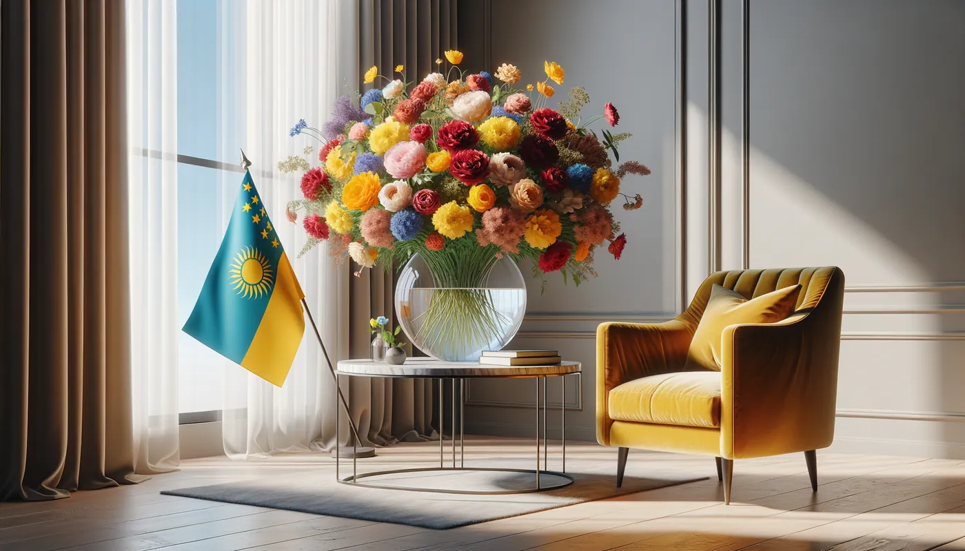 Skicka blommor till Tadzjikistan - blombukett inspirerad av Tadzjikistans flaggfärger