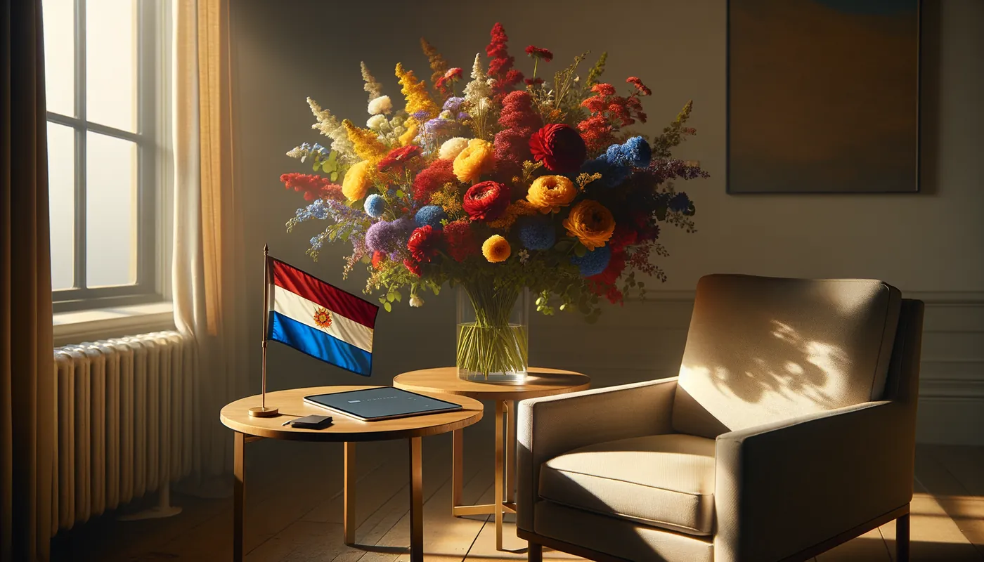 Skicka blommor till Taiwan - blombukett inspirerad av Taiwans flaggfärger