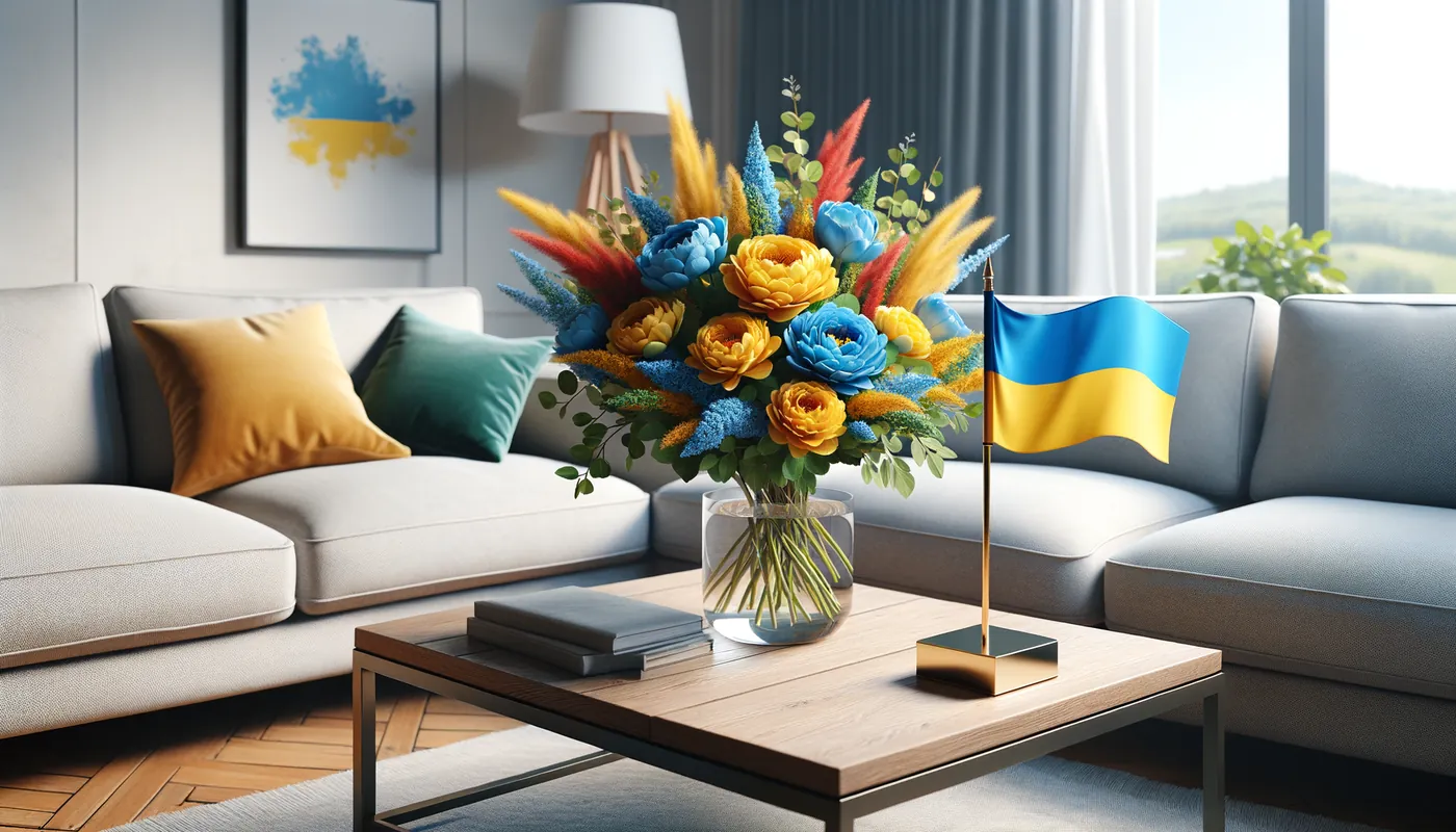 Skicka blommor till Ukraina - blombukett inspirerad av Ukrainas flaggfärger