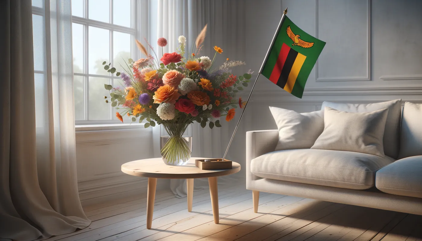 Skicka blommor till Zambia - blombukett inspirerad av Zambias flaggfärger