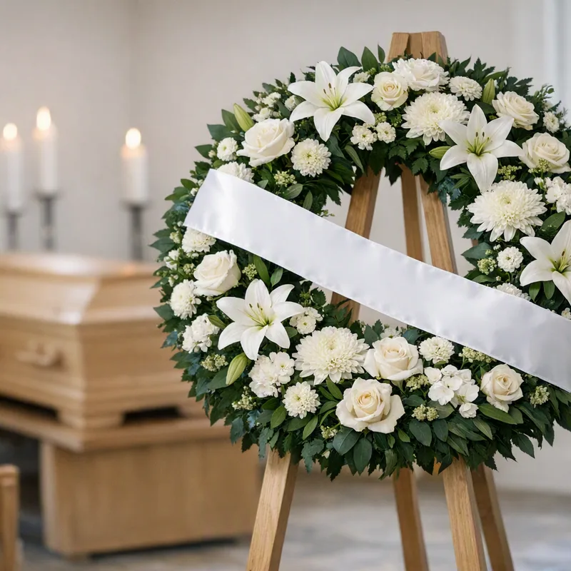 Blommor till begravning - krans, bårbukett och kondoleans